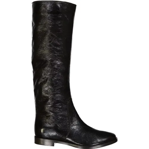 Leather Boots with Patent Effect , female, Sizes: 2 UK - Sergio Rossi - Modalova