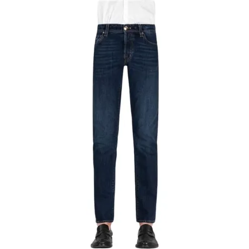 Leonardo Denim Jeans mit Artikulierten Silberknöpfen , Herren, Größe: W38 - Tramarossa - Modalova