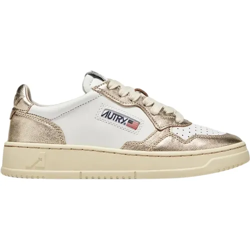 Weiße & Goldene Low-Top-Sneakers , Damen, Größe: 38 EU - Autry - Modalova