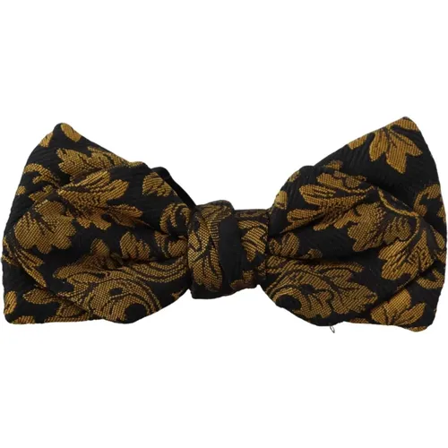 Schwarze Goldene Blumen Seidenfliege - Dolce & Gabbana - Modalova