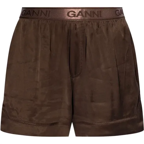 Satin Shorts , female, Sizes: M - Ganni - Modalova