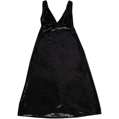 Schwarzes Samteffekt Verziertes Kleid , Damen, Größe: XS - Lardini - Modalova