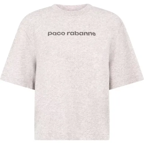 Graue Rhinestone T-Shirts und Polos , Damen, Größe: S - Paco Rabanne - Modalova