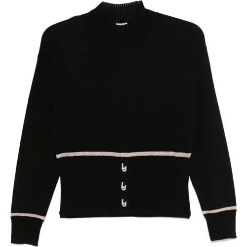 Schwarzer Logo Rollkragenpullover , Damen, Größe: S - Liu Jo - Modalova