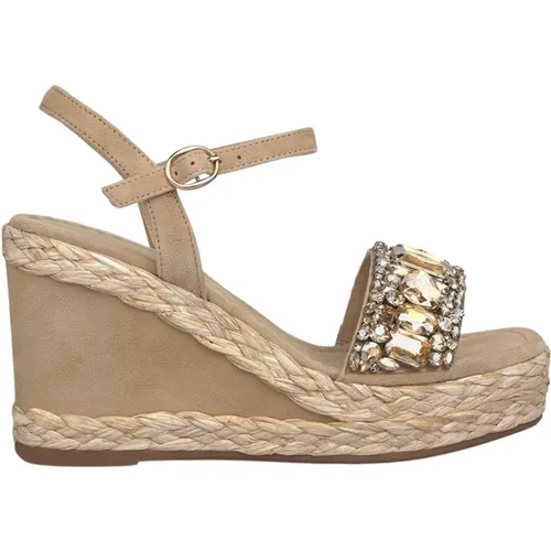 Rhinestone Strap Wedge Sandal , female, Sizes: 2 UK, 8 UK, 6 UK, 9 UK, 3 UK, 5 UK, 4 UK, 7 UK - Alma en Pena - Modalova