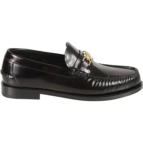 Loafer Kalbsleder Flache Schuhe,Ikone Medusa Lederloafer - Versace - Modalova