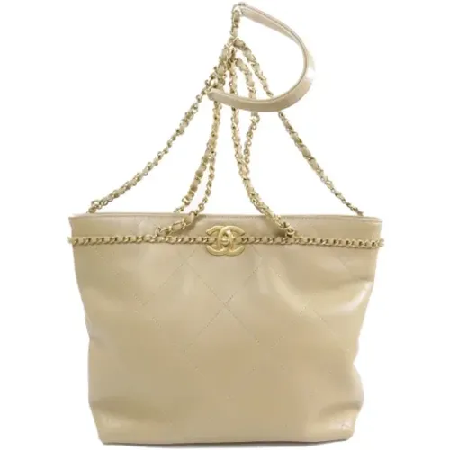 Leather Chanel Tote Bag , female, Sizes: ONE SIZE - Chanel Vintage - Modalova