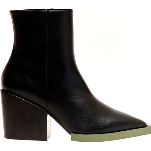 Schwarze Leder Texan Ankle Boots , Damen, Größe: 39 EU - Paloma Barceló - Modalova