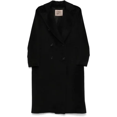 Wool Blend Double-Breasted Coat , female, Sizes: 3XL, 2XL - Cinzia Rocca - Modalova