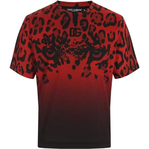 Animalier Cotton T-Shirt , male, Sizes: XS - Dolce & Gabbana - Modalova