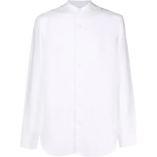 Linen Mao Collar Shirt Made in Italy , male, Sizes: XL, 5XL - Barba - Modalova