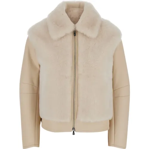 Beige Shearling Jacke Eleventy - Eleventy - Modalova