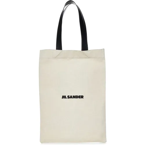 Canvas Tote Bag with Leather Handles , male, Sizes: ONE SIZE - Jil Sander - Modalova