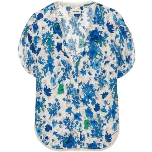 Floral Garden Flowers Crepe Top with Lace and Jewel Buttons , female, Sizes: M, S, L - Zadig & Voltaire - Modalova