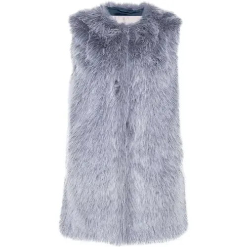 Indigo Faux-Fur Sleeveless Coat , female, Sizes: M, S - Herno - Modalova