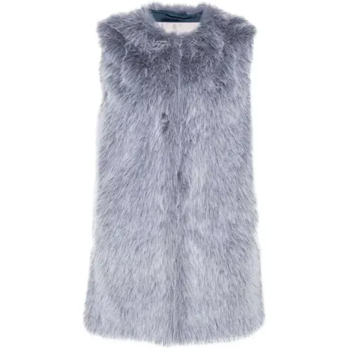 Indigo Faux-Fur Sleeveless Coat , female, Sizes: XS, M, S - Herno - Modalova