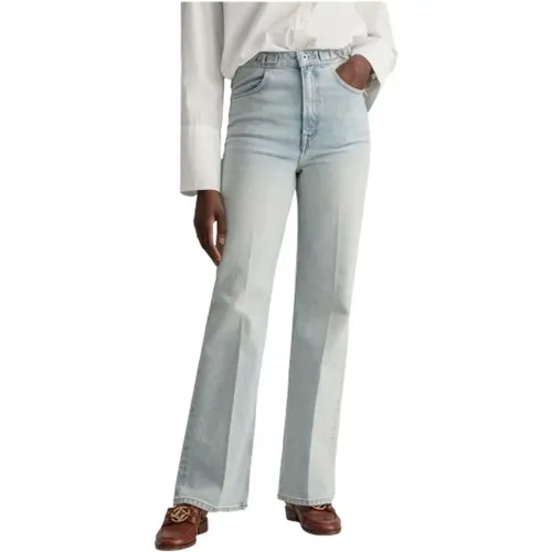 High-waisted Flare Jeans in Indigo Wash , female, Sizes: W29, W32, W27, W26, W30, W28, W31 - Gant - Modalova