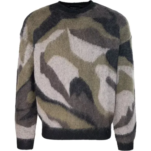 Grüner Camo Pullover Regular Fit , Herren, Größe: L - Emporio Armani - Modalova