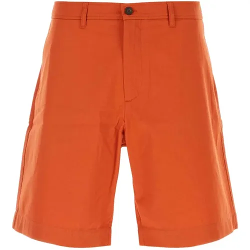 Dunkelorange Bermuda-Shorts aus Baumwolle , Herren, Größe: S - Maison Kitsuné - Modalova