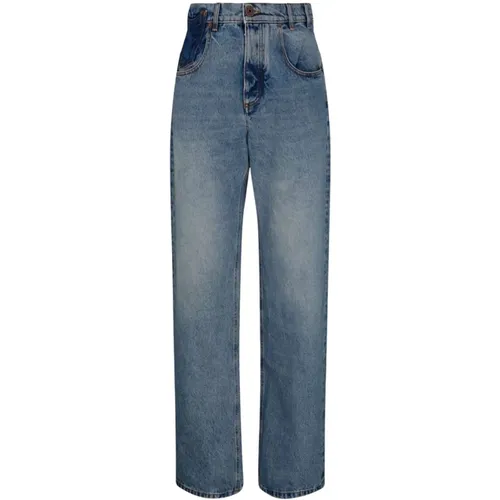 Hellblaue Wide Leg Jeans , Herren, Größe: W31 - Balmain - Modalova