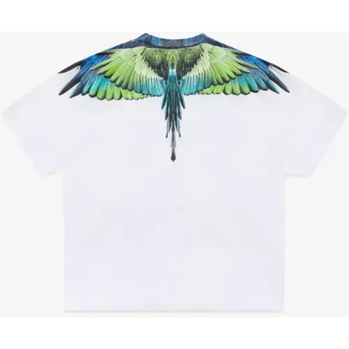 Icon Wings T-Shirt Weiß Hellgrün - Marcelo Burlon - Modalova