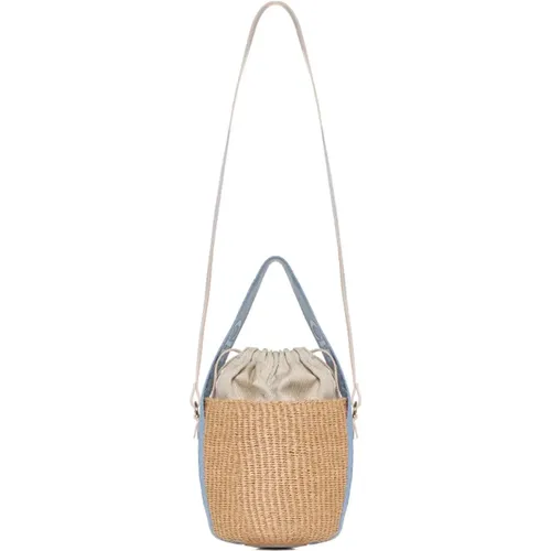 Natural Beige Straw Bucket Bag , female, Sizes: ONE SIZE - Chloé - Modalova