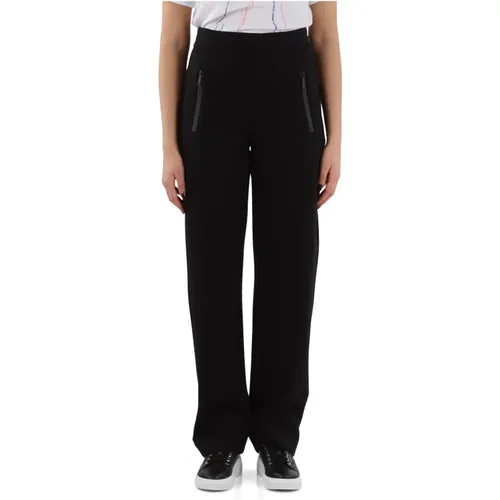 Cotton blend sport pants with logo patch , female, Sizes: S, XS, M - Emporio Armani - Modalova