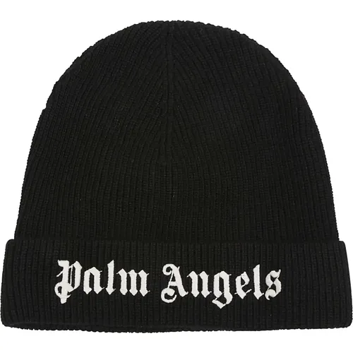 White Logo Beanie , unisex, Sizes: M - Palm Angels - Modalova