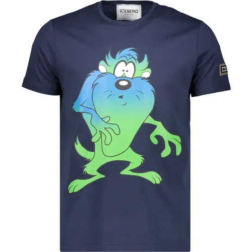 Maxi Print Baumwoll T-Shirt , Herren, Größe: S - Iceberg - Modalova