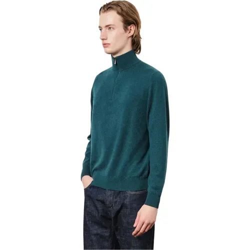 Kaschmir Gerippter Halb-Zip Pullover - Massimo Alba - Modalova