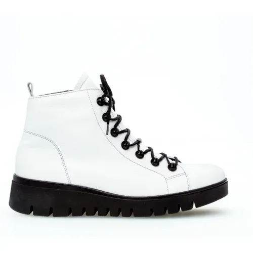 Weiße Leder High Top Sneakers , Damen, Größe: 38 1/2 EU - Gabor - Modalova