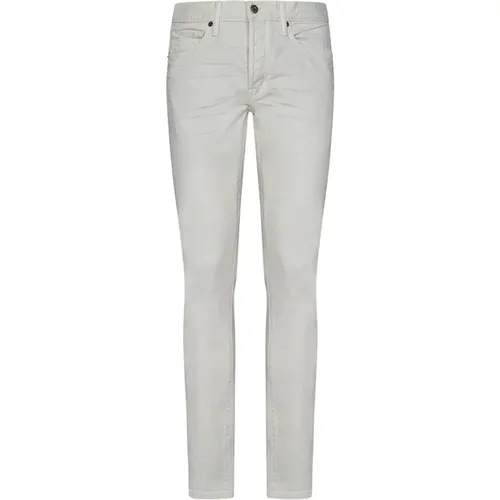 Schmale weiße Jeans mit Knopfverschluss , Herren, Größe: W30 - Tom Ford - Modalova