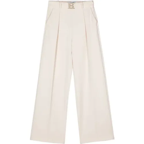 Cream Wide Leg Trousers , female, Sizes: S, XS, M - Blugirl - Modalova