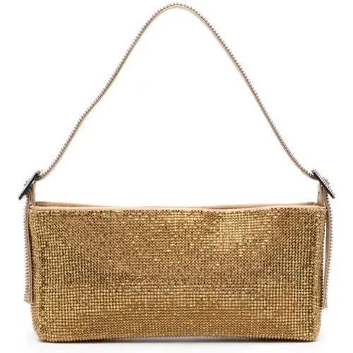 Golden Rhinestone Tote Bag , female, Sizes: ONE SIZE - Benedetta Bruzziches - Modalova