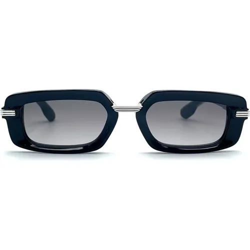 Schwarze Rechteckige Sonnenbrille mit Silberkreuz - Chrome Hearts - Modalova