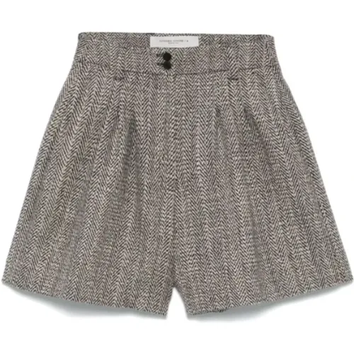 Nacht Blau Beige Wolle Shorts Herringbone - Golden Goose - Modalova