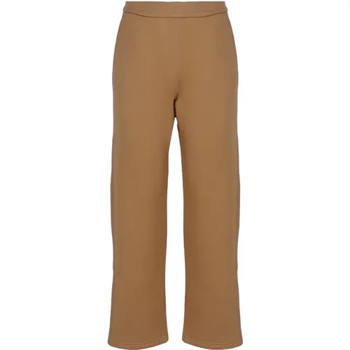 Camel Cotton Elastic Waist Trousers , female, Sizes: M, S - Max Mara - Modalova