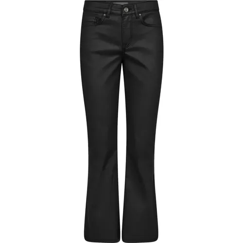 Beschichtete Flare Hose in Schwarz , Damen, Größe: W24 - MOS MOSH - Modalova