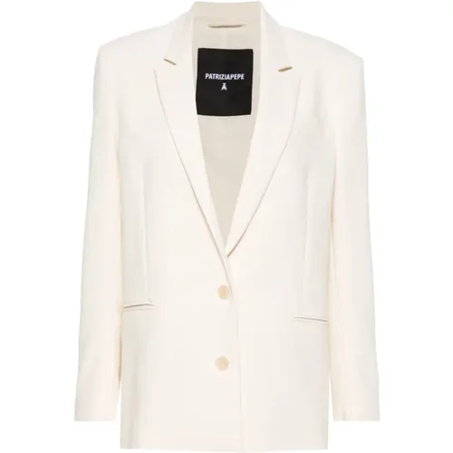 Ivory Weiße Jacke mit Silberakzenten , Damen, Größe: XS - PATRIZIA PEPE - Modalova