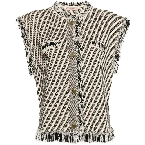 Striped Vest with Fringed Details , female, Sizes: M - Twinset - Modalova