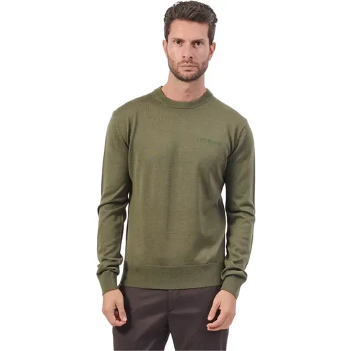 Grüner Pullover Basic Rundhalsausschnitt Langarm - Bikkembergs - Modalova