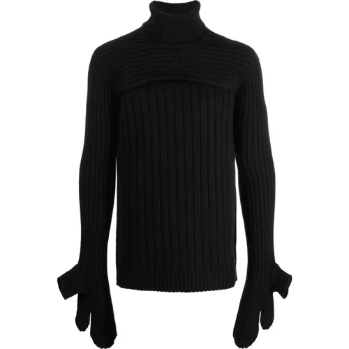 Convertible Ribbed Turtleneck in , female, Sizes: XL - Fendi - Modalova