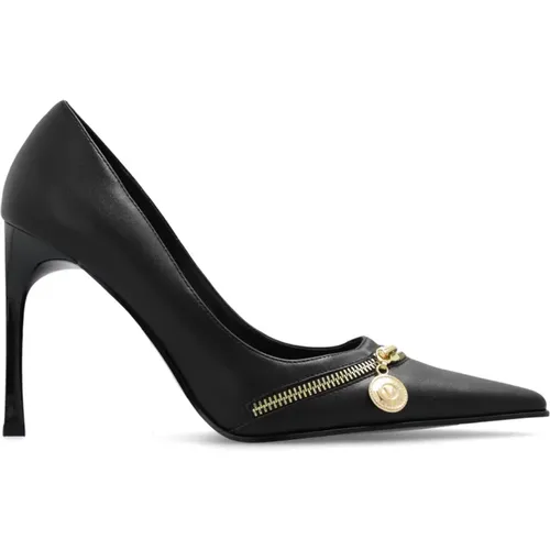 Pumps with decorative zip , female, Sizes: 7 UK, 5 UK, 3 UK - Versace Jeans Couture - Modalova