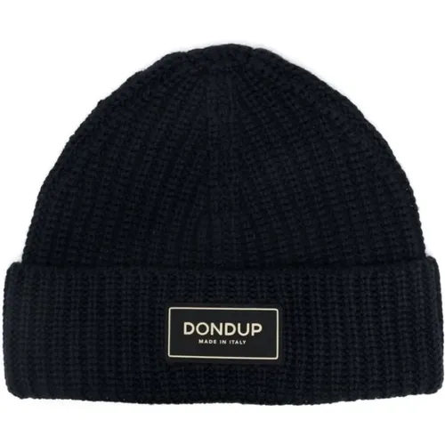 Ribbed Knit Logo Patch Beanie , male, Sizes: ONE SIZE - Dondup - Modalova