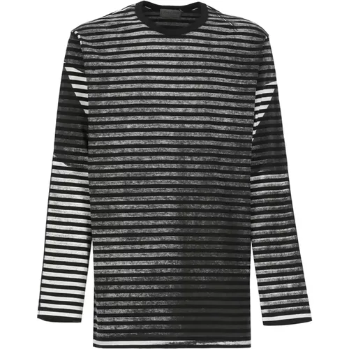 Striped Crew Neck Cotton Sweater , male, Sizes: M - Yohji Yamamoto - Modalova