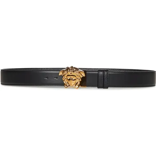 Reversible Leather Belt with Medusa Buckle , male, Sizes: 100 CM, 110 CM, 90 CM, 95 CM - Versace - Modalova