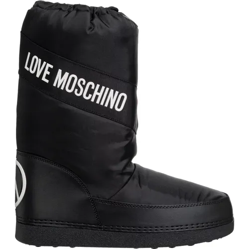 Schneestiefel mit Kordelzug , Damen, Größe: 37 EU - Love Moschino - Modalova