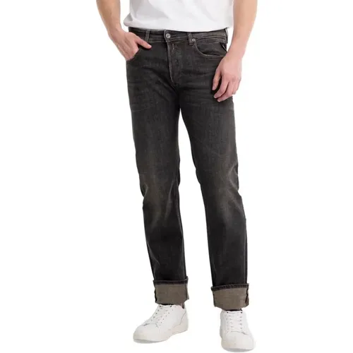 Klassische Straight Fit Jeans , Herren, Größe: W34 - Replay - Modalova