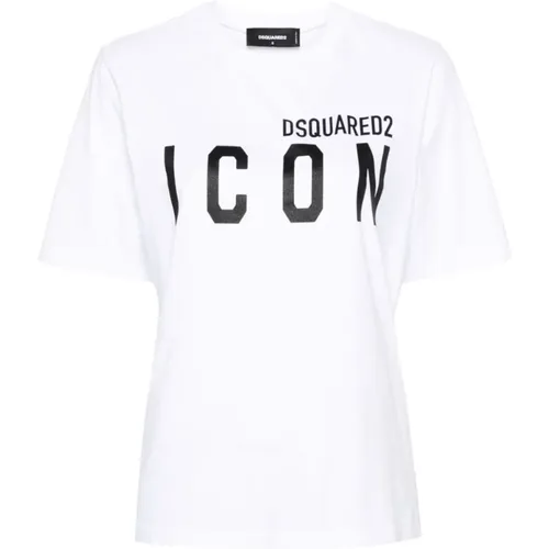 Logo Print Crew Neck T-shirts und Polos , Damen, Größe: M - Dsquared2 - Modalova