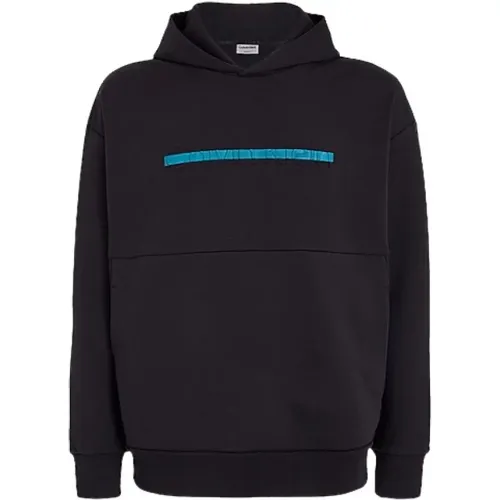 Hoodie mit geprägtem Logo in Schwarz , Herren, Größe: S - Calvin Klein - Modalova